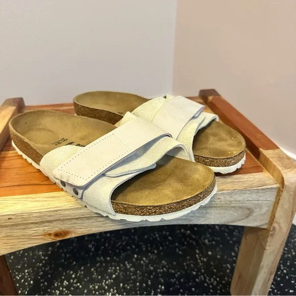 Birkenstock Cream Suede Slip-On Sandals - Picture 2 of 8